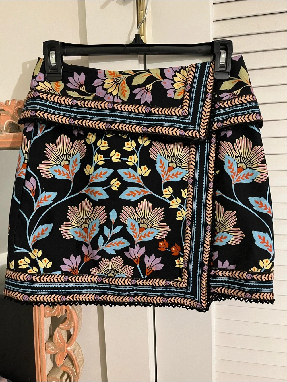 Farm Rio Flowery Black Mini Skirt, Size 25
